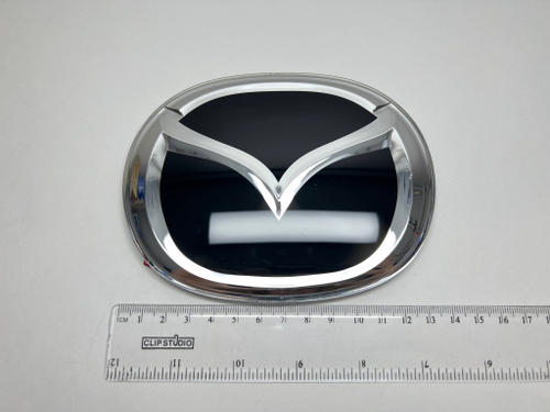 Логотип (шильдик, надпись, эмблема) "Mazda" 13см с фоном для крышки багажника / решетки радиатора / капота
