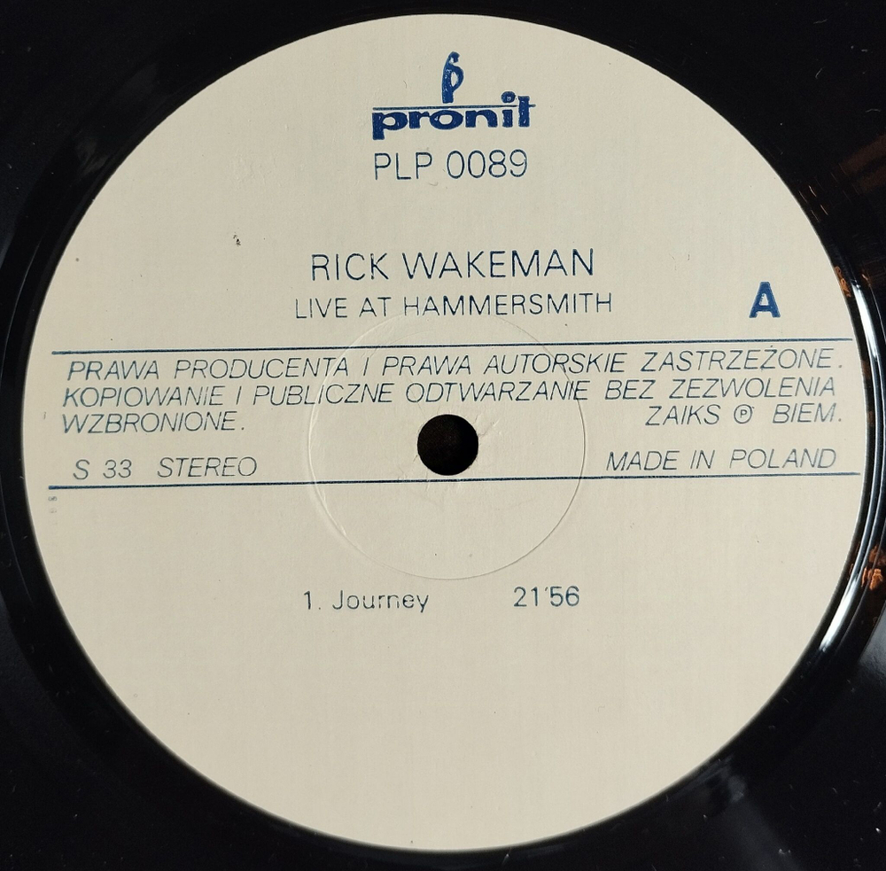 Винтажная виниловая пластинка LP Rick Wakeman Live (Польша 1987)