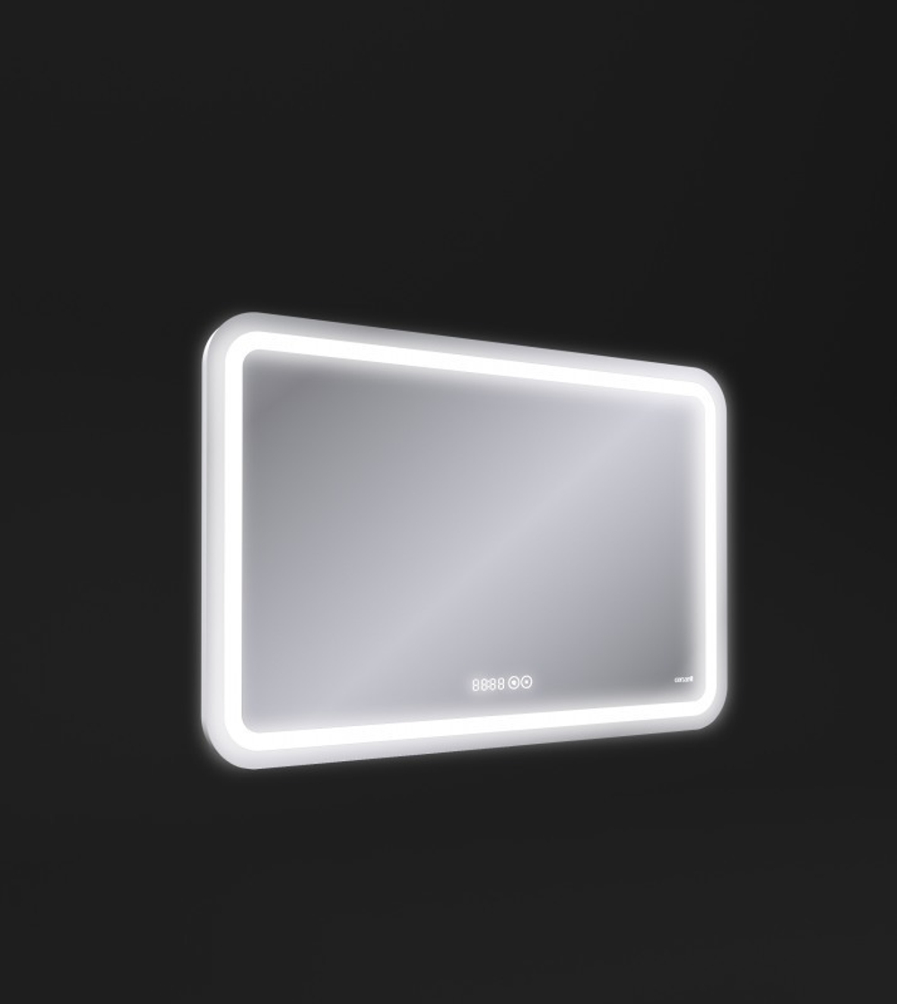 Зеркало LED DESIGN PRO 050 80 хол. тепл. cвет часы с подсветкой с антизапотевателем прямоуг