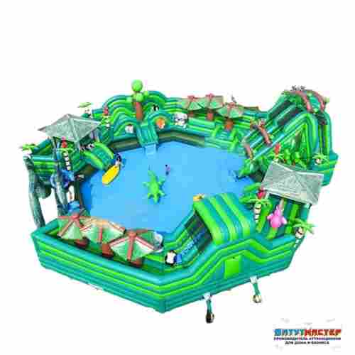 Большой надувной аквапарк с бассейном «Амазония», 30х30х7 м