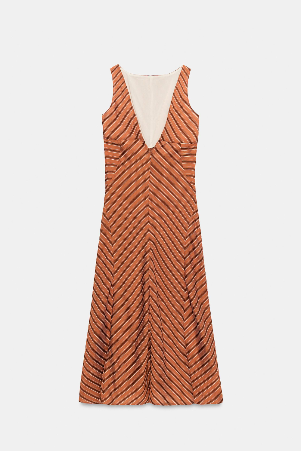 ZARA ПЛАТЬЕ МИДИ С ОТКРЫТОЙ СПИНОЙ В ПОЛОСКУ, ПОЛОСКИ