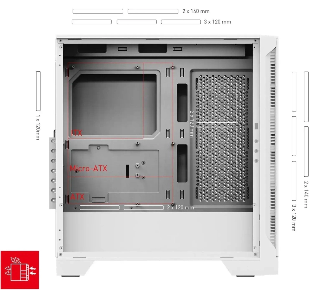 Компьютерный корпус MSI MAG FORGE 320R AIRFLOW WHITE ATX/mATX/Mini-ITX 2x3.5", 3x2.5", 2xUSB-A