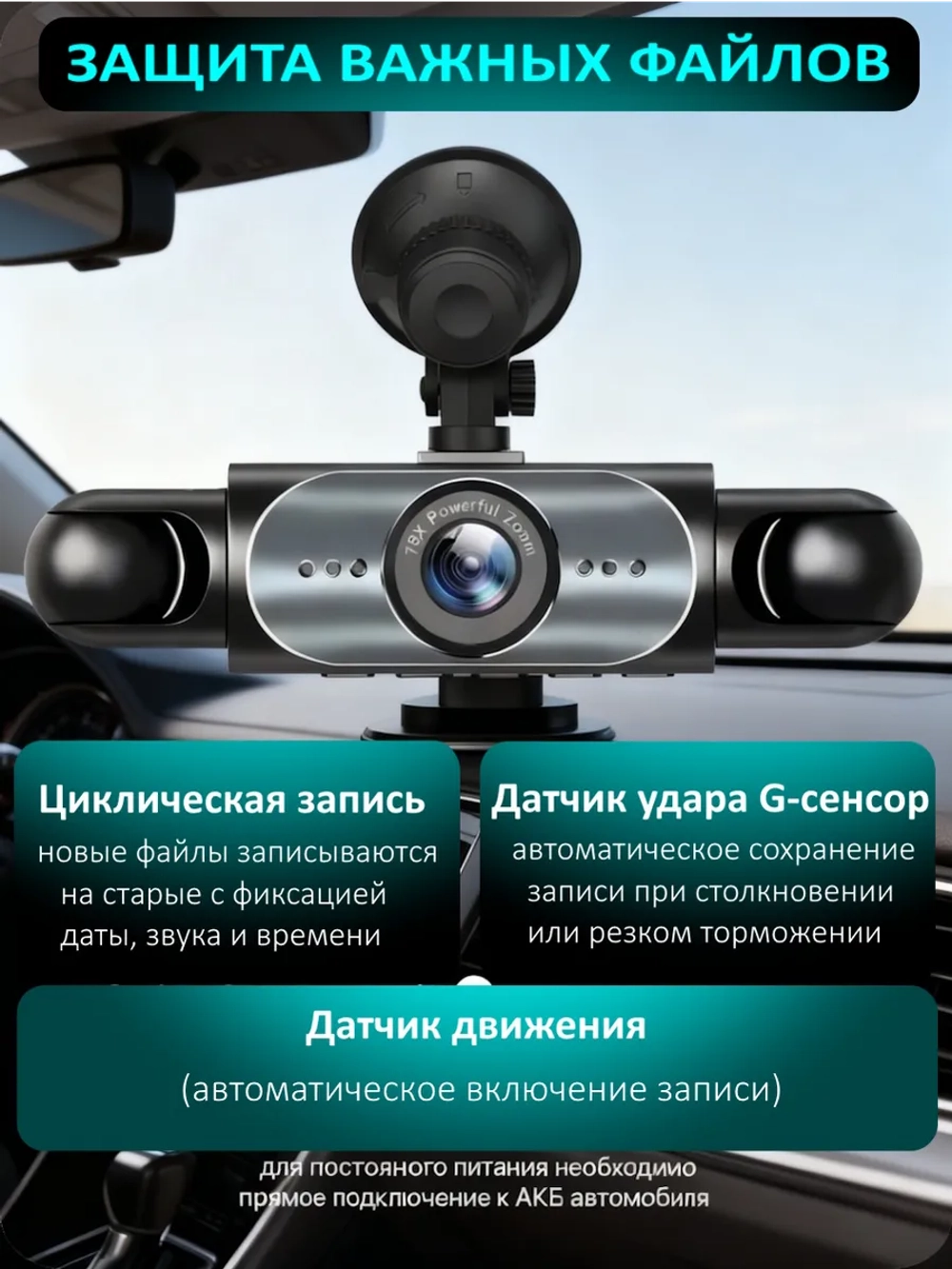 Видеорегистратор для автомобиля 4 камеры
