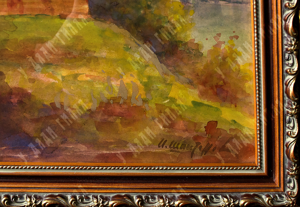 Шпитонов И. В. «Коломенское. Вид на Главные ворота и Церковь Вознесения». Акварель. 1960-е гг.