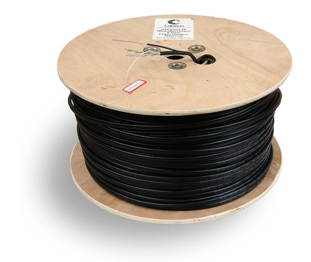 Кабель витая пара U/UTP 5e кат. 4 пары Cabeus UTP-4P-Cat.5e-SOLID-ST-OUT