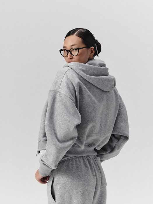 zip худи warm, серый меланж