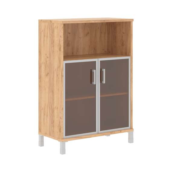 Шкаф средний с малыми стеклянными дверьми в AL-рамке B 420.4  900х450х1286 BORN