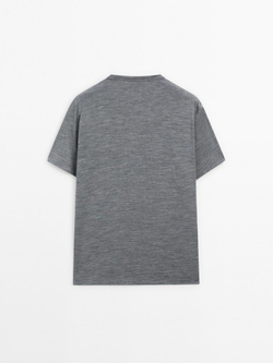 Massimo Dutti Футболка из смесовой шерсти, серый меланж