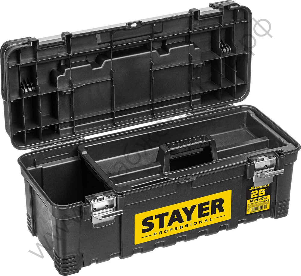 STAYER JUMBO-26, 650 x 280 x 270 мм, (26″), пластиковый ящик для инструментов, Professional (38003-26)