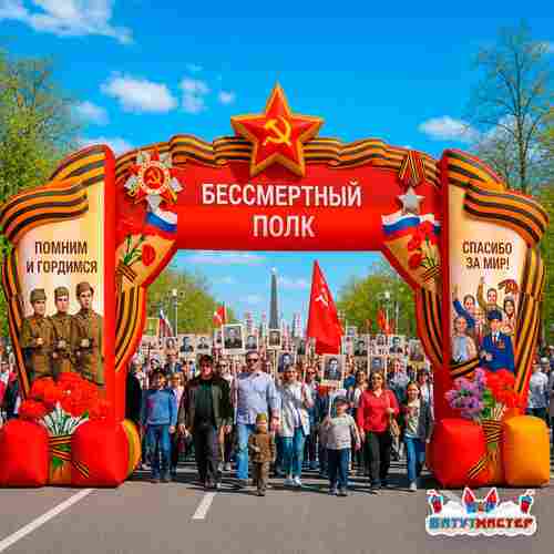Надувная арка «Бессмертный полк», 10×2,5×6,5 м