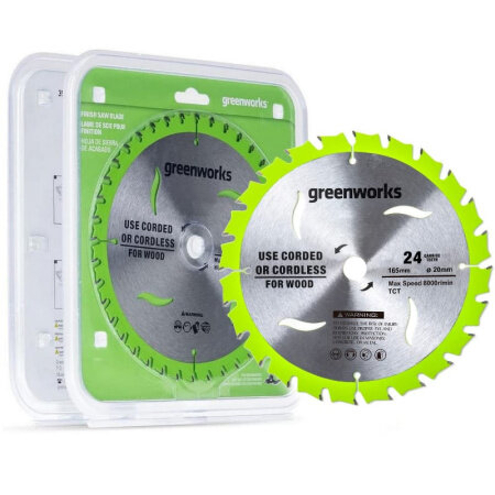 Пильный диск Greenworks 165 мм 24Т по дереву для циркулярной пилы (2955707)