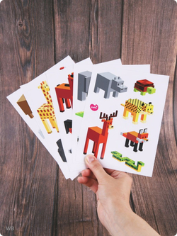 Набор наклеек Майнкрафт, пиксельные животные из Minecraft