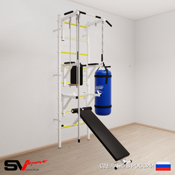 Шведская стенка Sv Sport 5961 (Турник стандарт/Брусья/Стойка/Скамья/Канат/Трапеция/Цепь/Мешок 15кг)