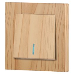 Выключатель Intro Accent 6-102-11 с подсветкой, 10А-250В, IP20, СУ, AL/CU, сосна | Intro