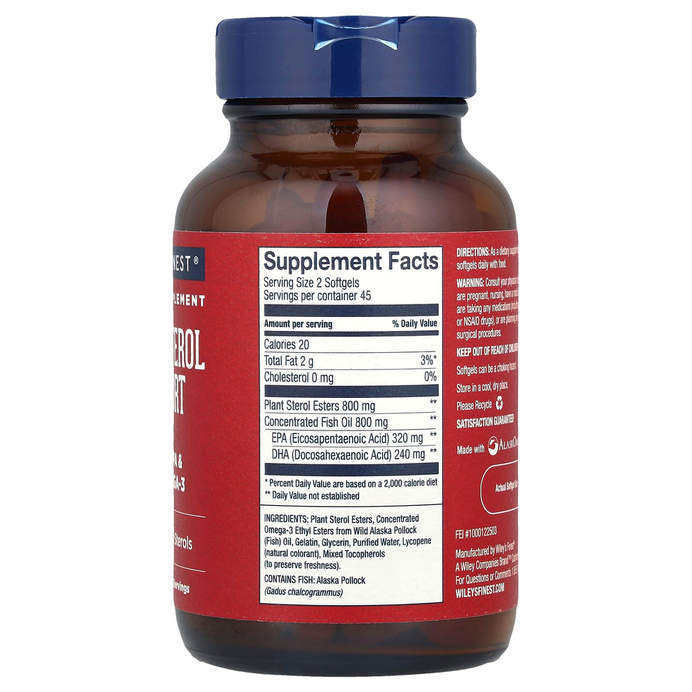 Wiley's Finest, Cholesterol Support, 90 мягких таблеток