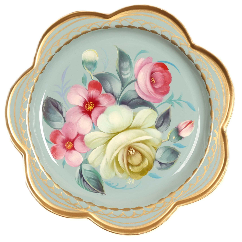 Жостовский поднос декоративный, размер 18 см (A1), металлический