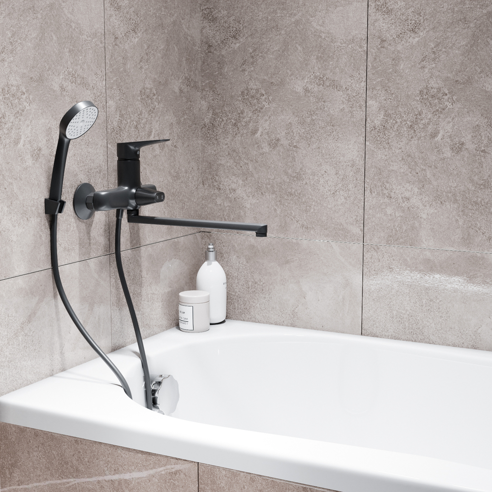 Смеситель для ванны и раковины 35k MIXLINE ML14-02GR ГРАФИТ