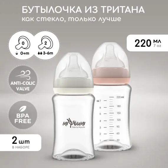 Бутылочка Miyoumi Anti-Colic 220 мл 2 шт.