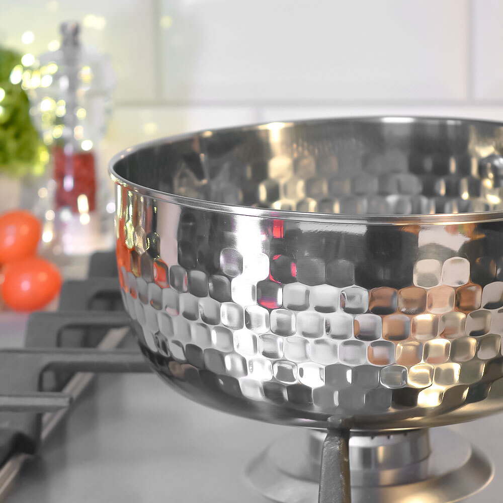 Ковш 1,8л нерж без крышки, рифленый, с деревянной ручкой с подвесом, "Domestico"