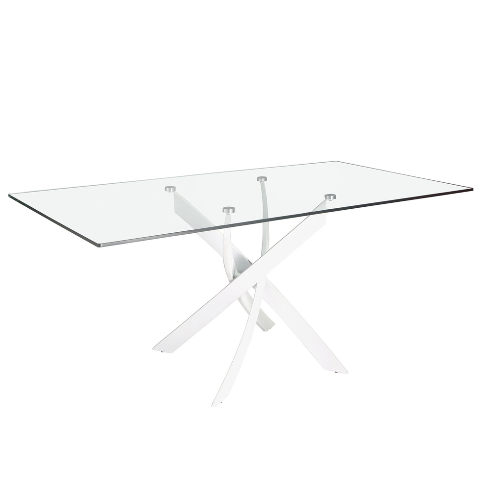 Прямоугольный обеденный стол 1138/F2133-BLANCO 150x95 стеклянный с белыми ножками