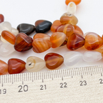 Сердолик + халцедон, сердце, размер около 10 мм, цена за 18-19 шт (1/2 нити)