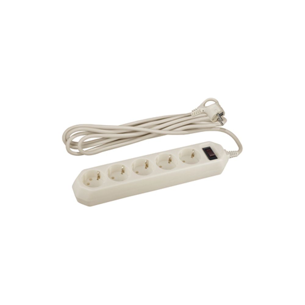 Сетевой фильтр ЭРА USF-5es-5m-I с базовой защитой с заземлением с выключателем 5 розеток 5м 10А слоновая кость | Сетевые фильтры