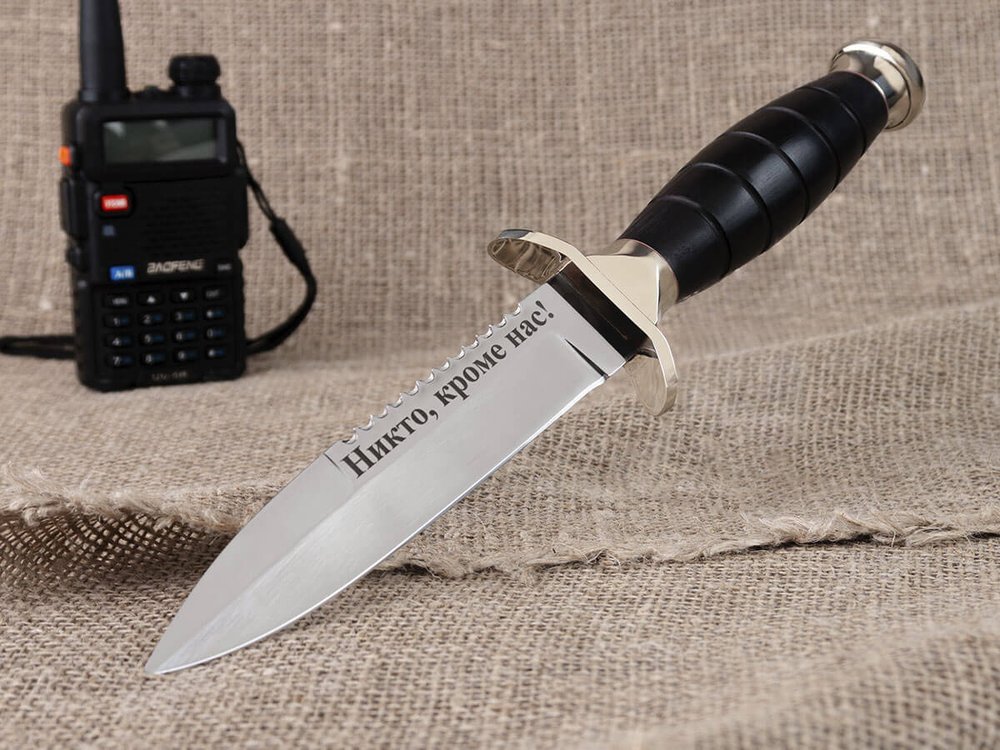 Нож «ВДВ», сталь 95х18, резная рукоять из черного мореного граба