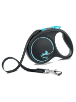 Поводок-рулетка Flexi Black Design M. Лента 5 м. для собак до 25 кг. Синий