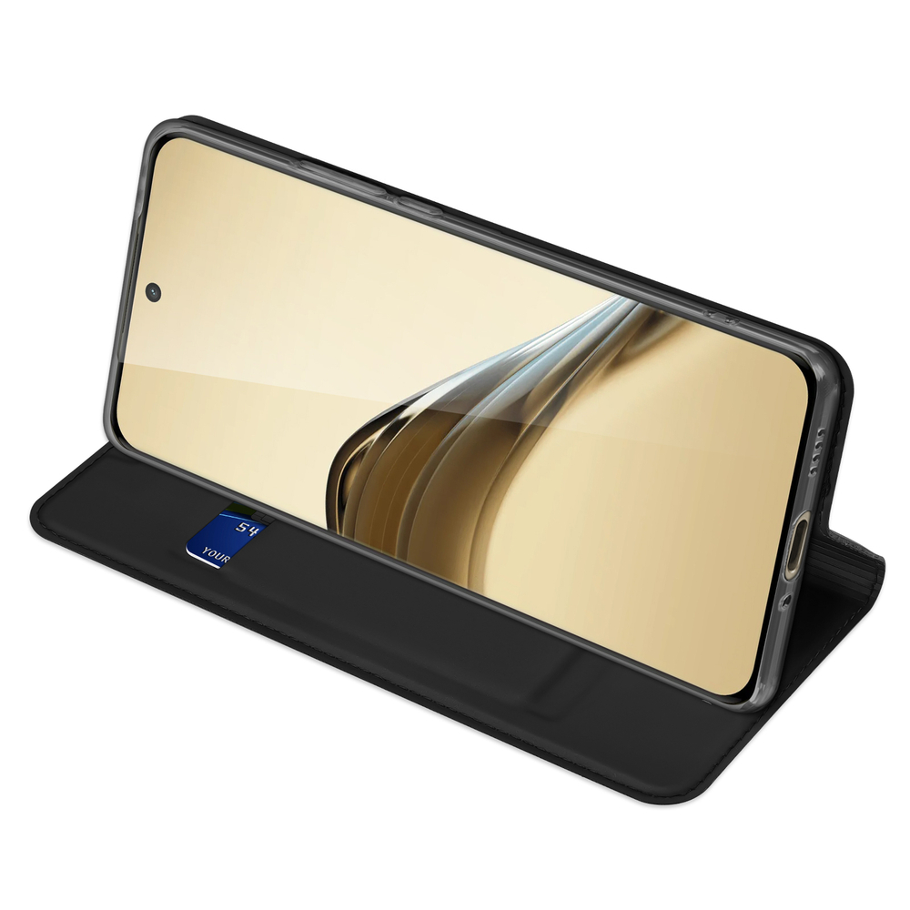 Чехол книжка из PU кожи черного цвета от Dux Ducis для Realme 13 Pro и 13 Pro+, серия Skin Pro Series Case