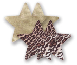 Комплект из 1 пары пэстис-звездочек с леопардовым принтом и 1 пары золотистых пэстис-звездочек