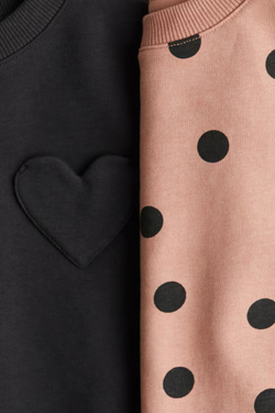 H&M Набор из двух толстовок с объёмными рукавами, пудрово-розовый