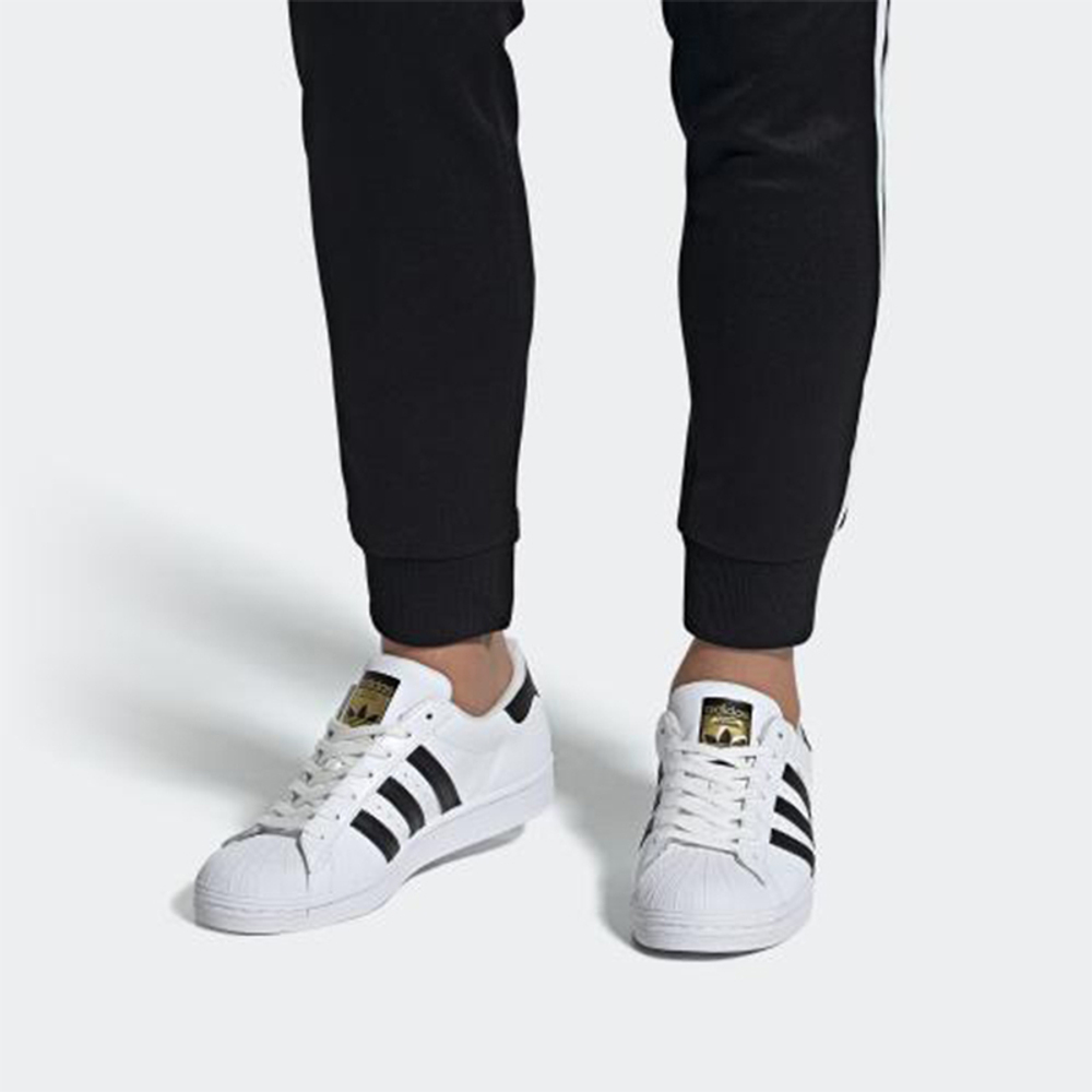 Adidas originals Superstar leather shell head trend avant-garde non-slip wear-resistant lightweight low-top sneakers for men and women the same style white and black