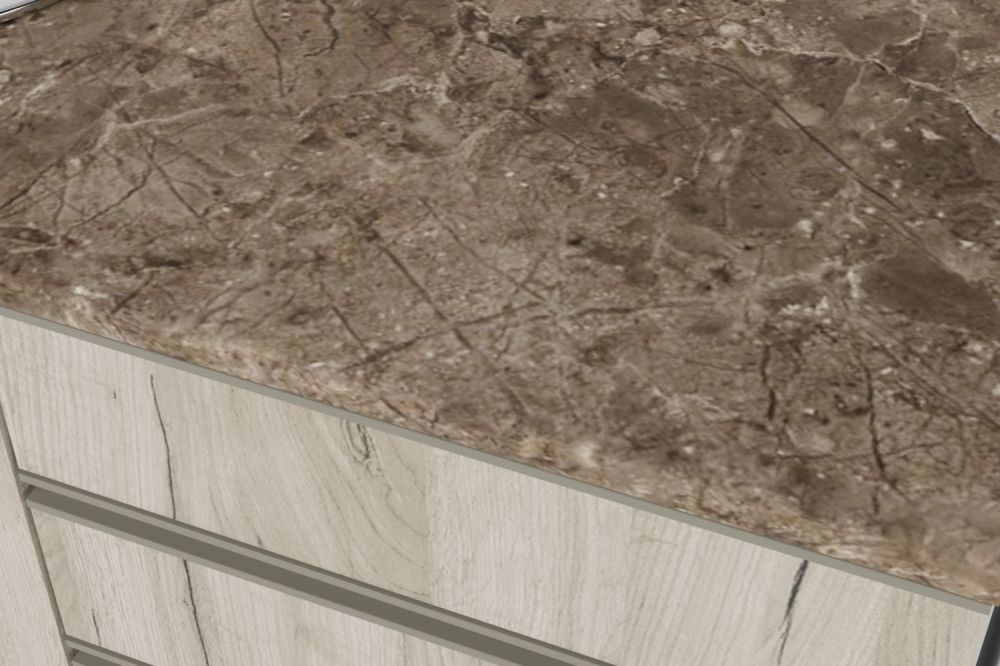 Кухонный гарнитур Антика базис 2400 мм (Белый глянец/Дуб браун, Аламбра темная)