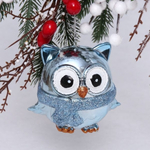 Ёлочная игрушка "Мудрая сова" 10*5*10см, голубой (Серпантин)