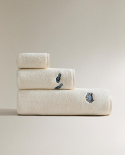 Zara Home Пляжное полотенце из хлопка, слоновая кость