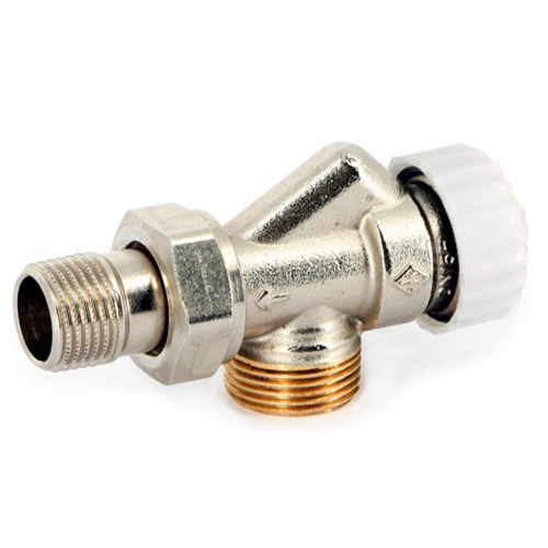 Вентиль Uni-Fitt термостат. угловой-осевой НН 1/2"х3/4"EK, никел. с разъёмным соединением