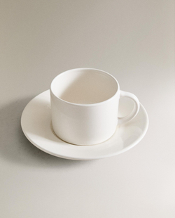 Zara Home чайная пара из каменной керамики, цвет белый, 15.2 см