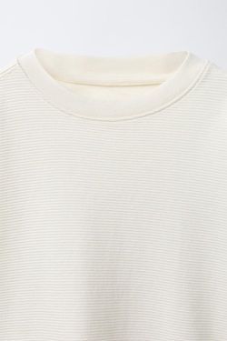 ZARA ЛОНГСЛИВ ИЗ ТКАНИ ОТТОМАН С НАШИВКОЙ, ЭКРЮ