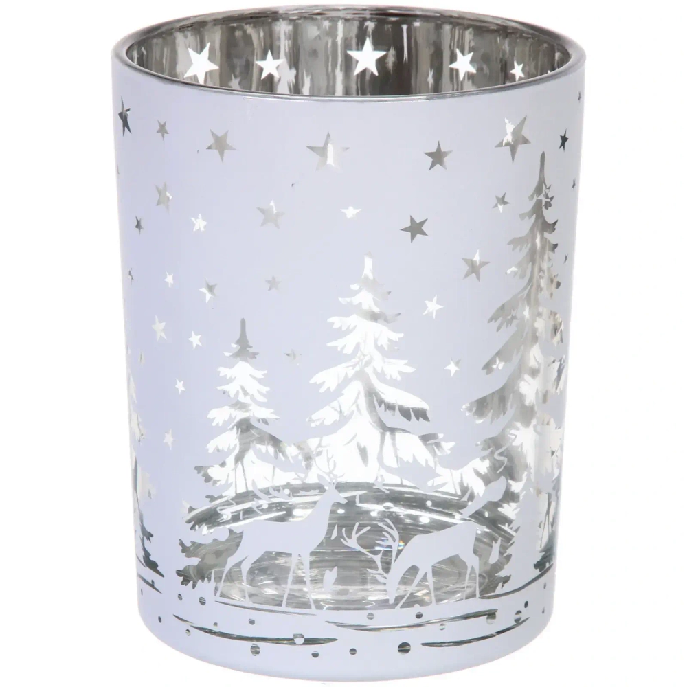 Подсвечник «Снежный лес» 10*12,5 см, Белый