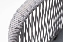 "Марсель" стул плетеный из роупа, каркас алюминий белый муар, роуп светло-серый круглый, ткань светло-серая