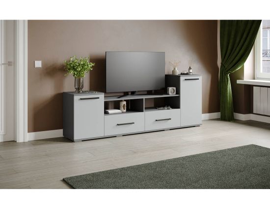 Тумба-ТВ ПАРУС-2 графит серый / серый камень