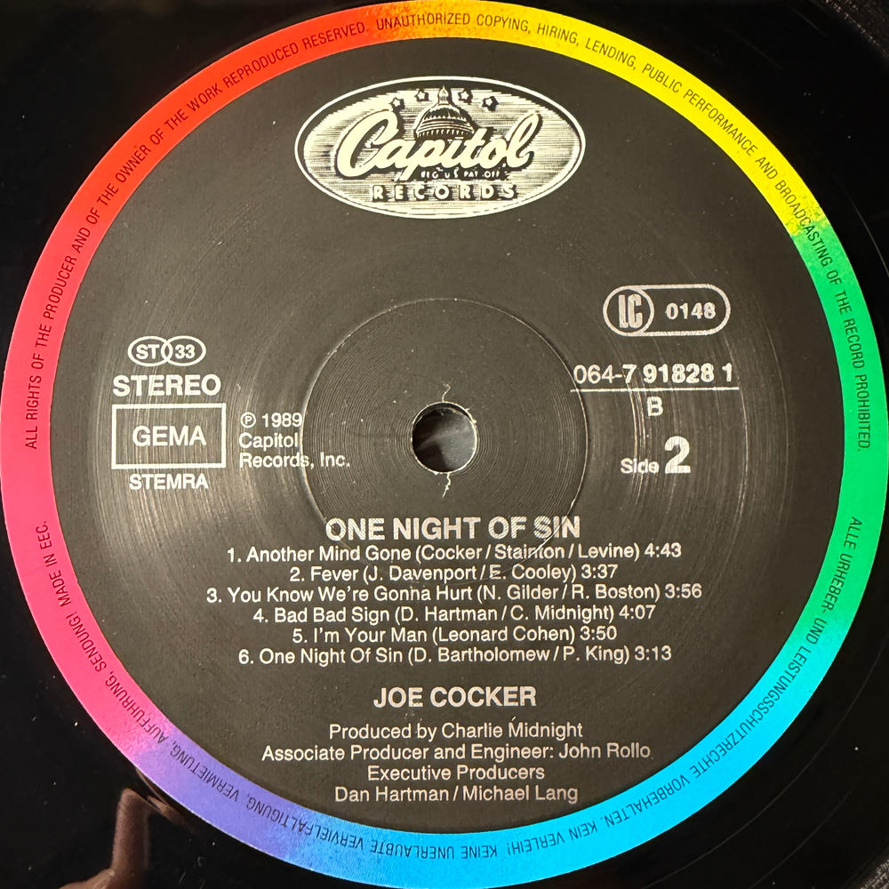 Joe Cocker - One Night Of Sin (Европа 1989г.)