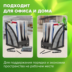 Лоток вертикальный для бумаг STAFF 245х165х285 мм 3 отделения сетчатый сборный черный (3 штуки в упаковке)