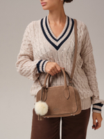 Замшевая сумка DBR 31348 капучино серо-коричневый