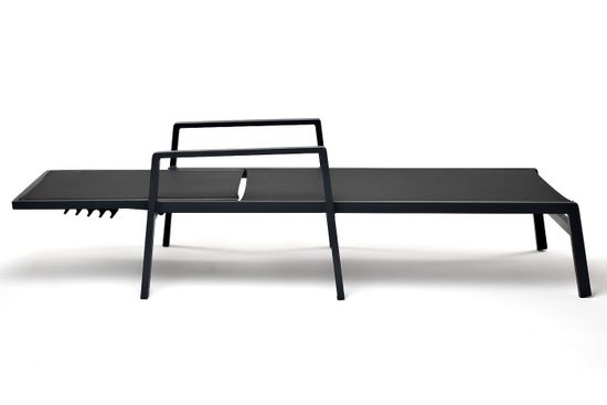 "Парма" шезлонг из алюминия темно-серый (RAL7024) муар, ткань текстилен серая