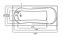 Акриловая ванна Roca Uno 160x75 ZRU9302869 схема