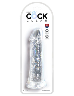 Прозрачный фаллоимитатор King Cock Clear 8 L 19.6 см, ø 4,45 см