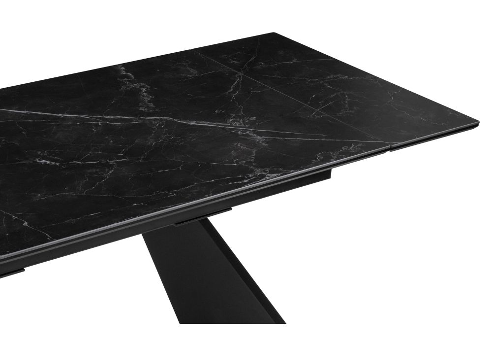 Керамический стол Ливи 140х80х78 черный мрамор / черный
