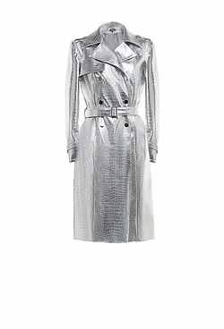 Плащ из серебристой экокожи 29-01-24 SS
