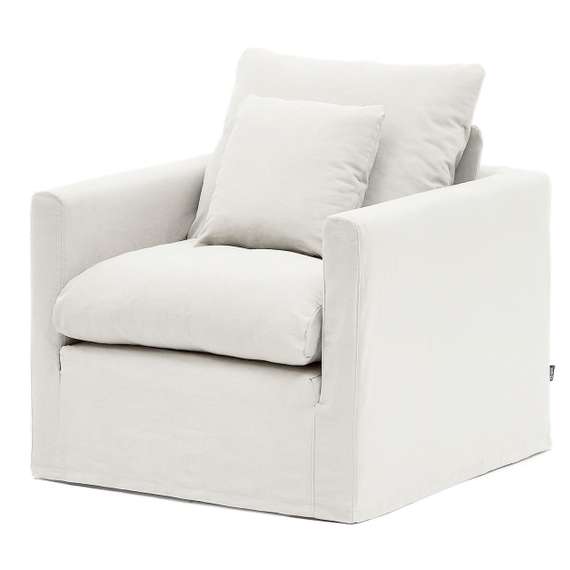 Кресло Nora со съемным чехлом и подушкой из льна и хлопка цвета экрю 92 см